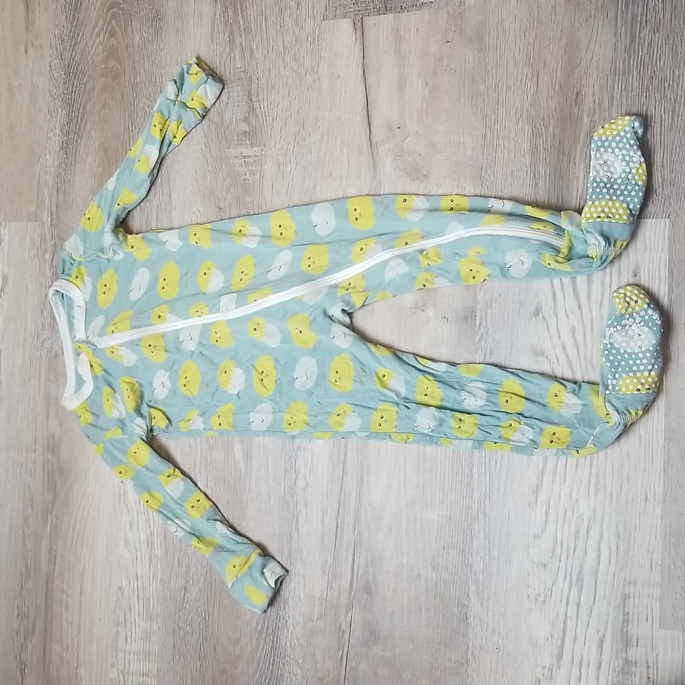 KicKee Pants Baby Boy Girl Zippered footie bamboo chick spring Pjs Easter 12-18